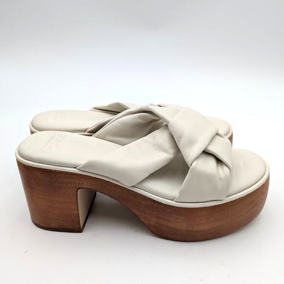 Pure Donna Karan Adalee Platform Sandal Women's White Leather Size US7M EU37.5B - Picture 3 of 14